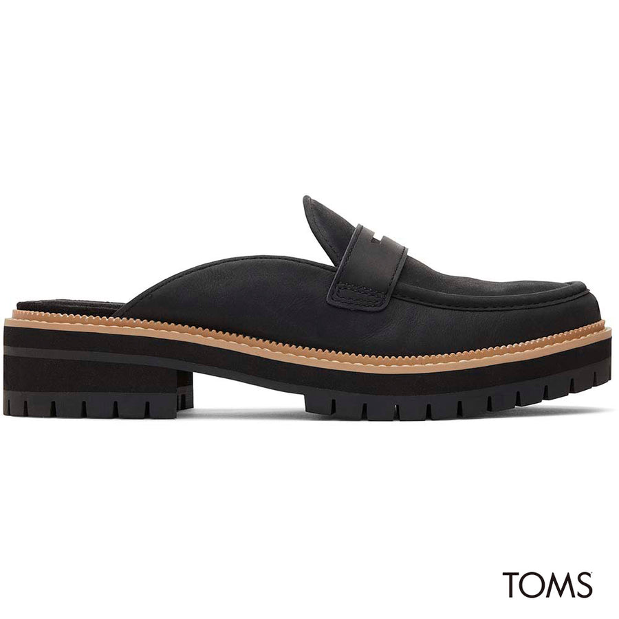 TOMS Women Cara Leather Loafer - Black Mule