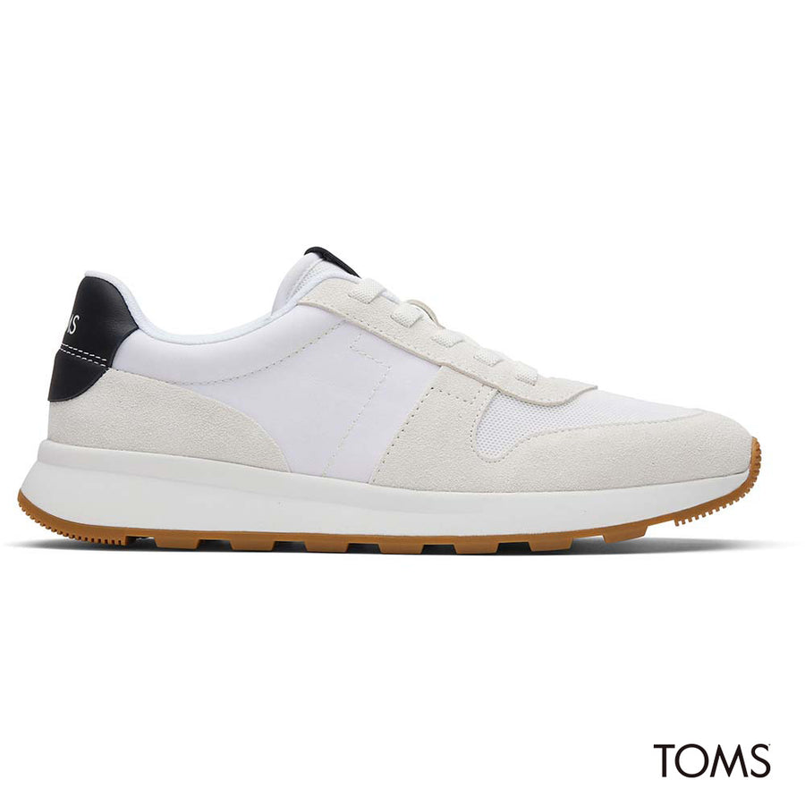 TOMS Men TRVL Lite Retro Runner Suede Water Repellent Sneaker - White