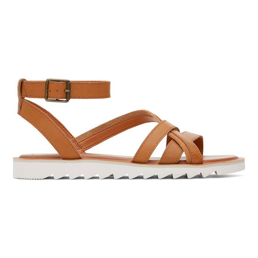 TOMS Women Rory Tan Leather Suede Sandal