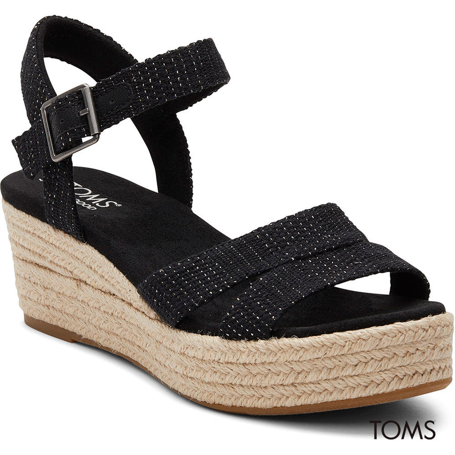 TOMS Women Audrey Black Metallic Wedges