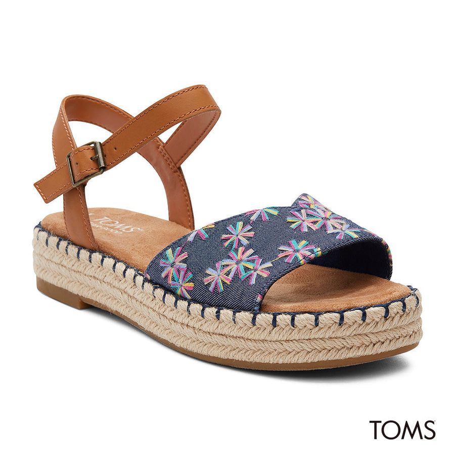 TOMS Women Abby Navy Multi Embroidered Sandal