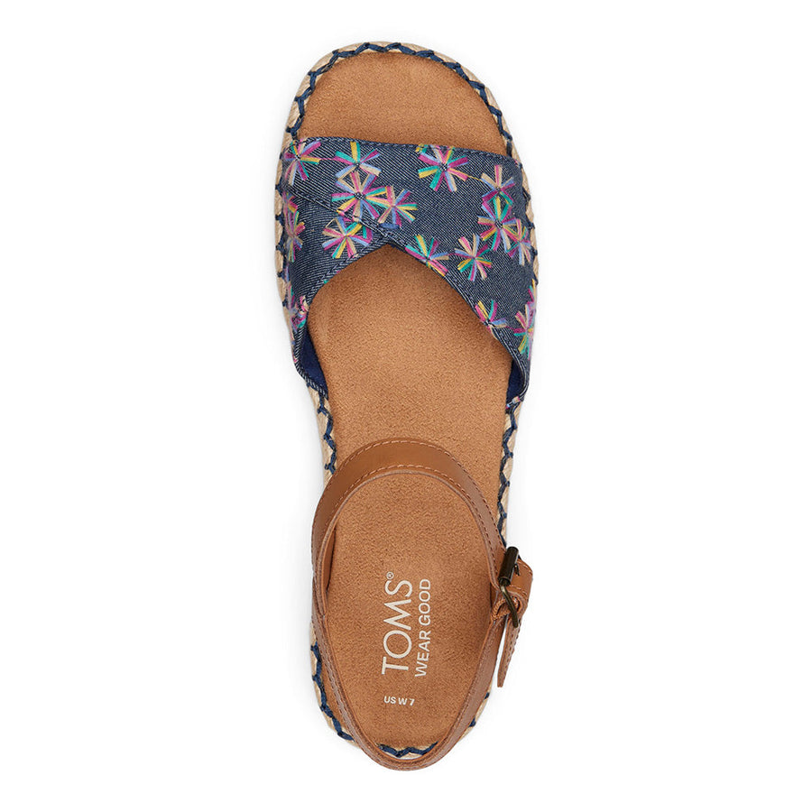 TOMS Women Abby Navy Multi Embroidered Sandal