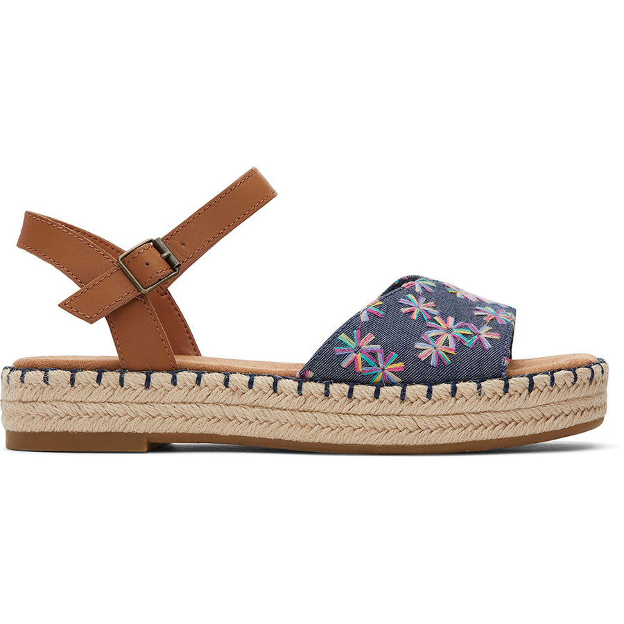 TOMS Women Abby Navy Multi Embroidered Sandal