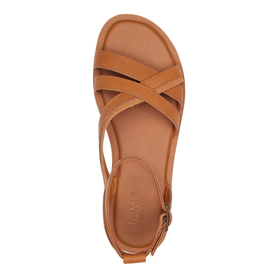 TOMS Women Rory Tan Leather Suede Sandal