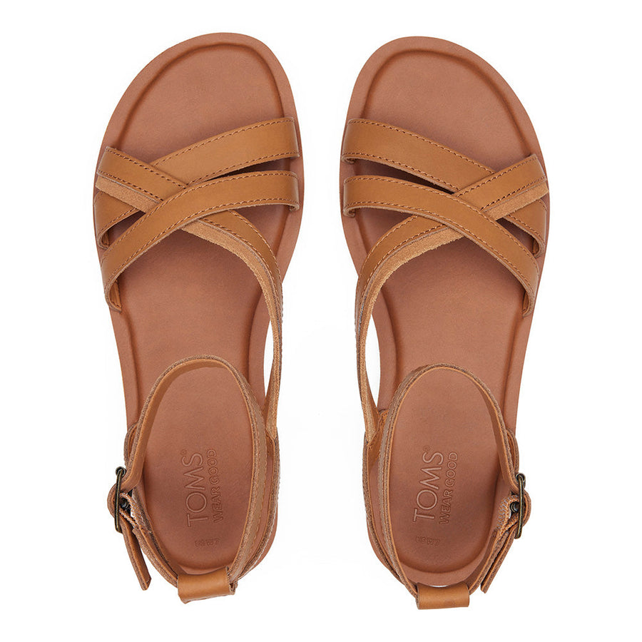 TOMS Women Rory Tan Leather Suede Sandal