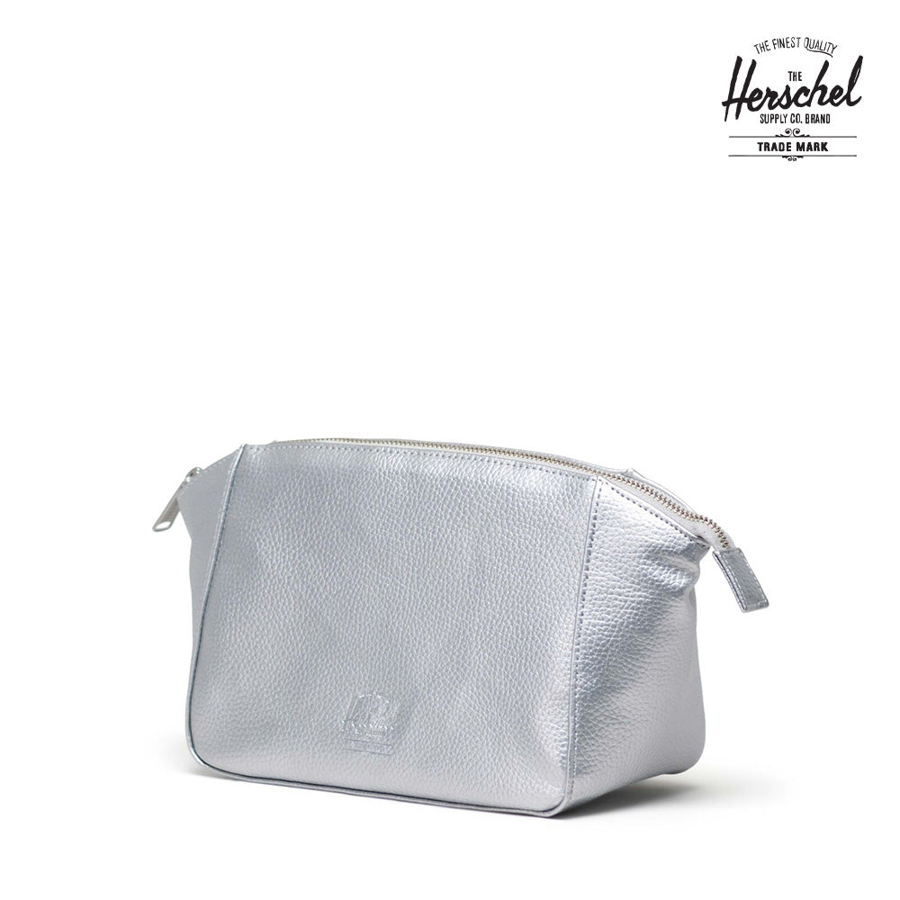 Herschel Milan Toiletry Bag Vegan Leather 3L Silver Metallic Bratpack